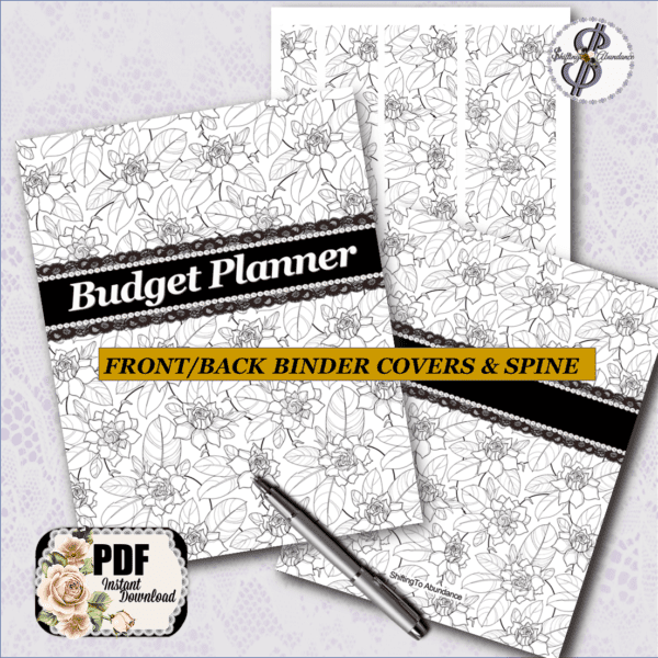 printable budget planner front, back cover and spine