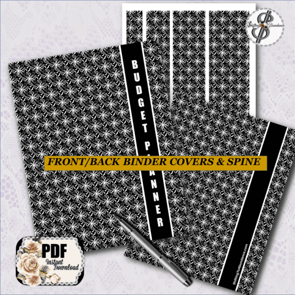 printable budget planner covers inserts black white damask