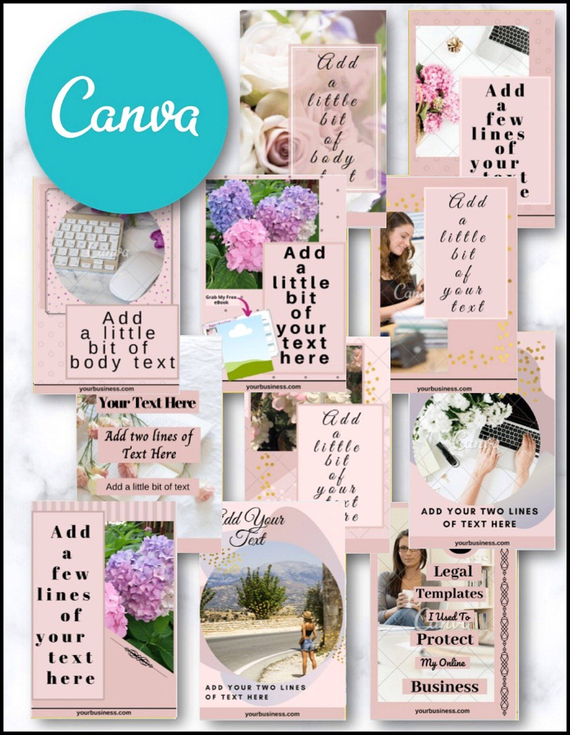 editable Pinterest templates chic pink