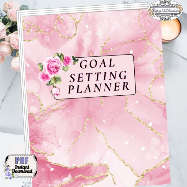 mockup goal setting planner pink cover