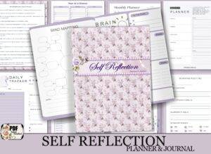 self reflection planner and journal lavender floral print cover